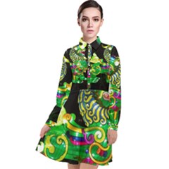 Green Ki Rin Long Sleeve Chiffon Shirt Dress