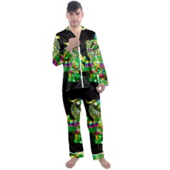 Green Ki Rin Men s Satin Pajamas Long Pants Set