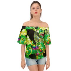 Green Ki Rin Off Shoulder Short Sleeve Top