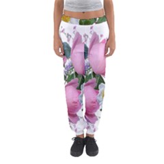 Flowers Roses Pink White Blooms Women s Jogger Sweatpants by Simbadda