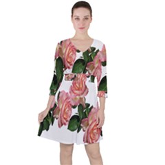 Roses Flowers Arrangement Garden Ruffle Dress