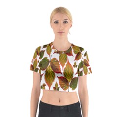 Leaves Autumn Fall Colorful Cotton Crop Top by Simbadda