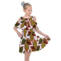 Leaves Autumn Fall Colorful Kids  Shoulder Cutout Chiffon Dress