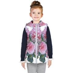 Roses Pink Flowers Arrangement Kids  Hooded Puffer Vest