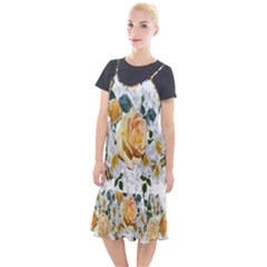 Flowers Roses White Yellow Camis Fishtail Dress by Simbadda