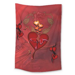 Wonderful Hearts And Rose Large Tapestry by FantasyWorld7