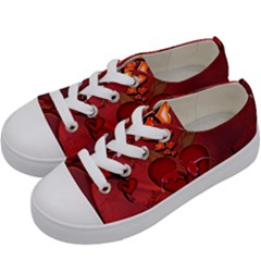 Wonderful Hearts And Rose Kids  Low Top Canvas Sneakers by FantasyWorld7