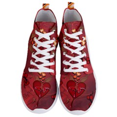 Wonderful Hearts And Rose Men s Lightweight High Top Sneakers by FantasyWorld7