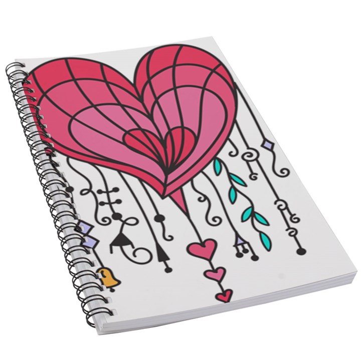 Heart Dangle Design 5.5  x 8.5  Notebook