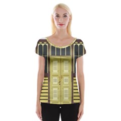 Graphic Door Entry Exterior House Cap Sleeve Top by Simbadda