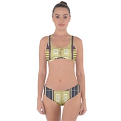 Graphic Door Entry Exterior House Criss Cross Bikini Set by Simbadda