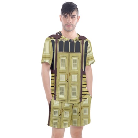 Graphic Door Entry Exterior House Men s Mesh Tee And Shorts Set by Simbadda