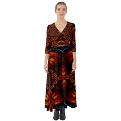 Abstract Art Artwork Fractal Design Button Up Boho Maxi Dress