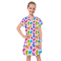 Background Abstract Leaves Color Kids  Drop Waist Dress by Simbadda