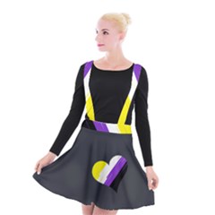 Nonbinary Pride Suspender Skater Skirt by JadehawksAnD