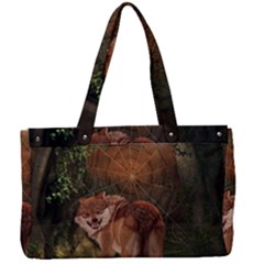 Awesome Wolf In The Darkness Of The Night Canvas Work Bag by FantasyWorld7
