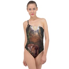 Awesome Wolf In The Darkness Of The Night Classic One Shoulder Swimsuit by FantasyWorld7