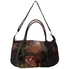 Awesome Wolf In The Darkness Of The Night Removal Strap Handbag by FantasyWorld7