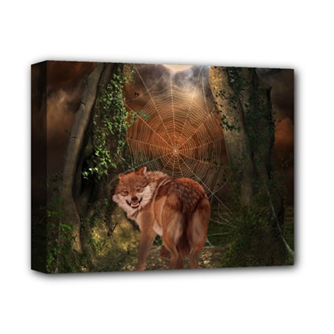 Awesome Wolf In The Darkness Of The Night Deluxe Canvas 14  X 11  (stretched) by FantasyWorld7