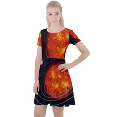 Solar System Planet Planetary System Cap Sleeve Velour Dress  by Sudhe