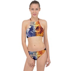 Earth World Globe Universe Space Racer Front Bikini Set by Sudhe