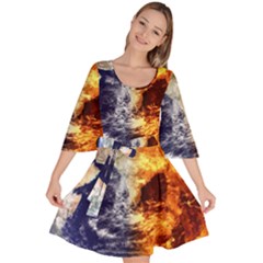 Earth World Globe Universe Space Velour Kimono Dress