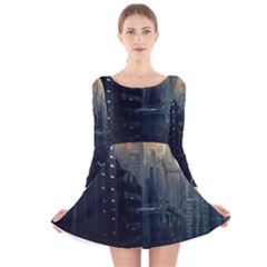 Apocalypse Post Apocalyptic Long Sleeve Velvet Skater Dress by Sudhe