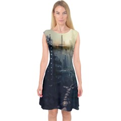 Apocalypse Post Apocalyptic Capsleeve Midi Dress by Sudhe