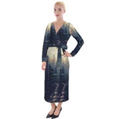 Apocalypse Post Apocalyptic Velvet Maxi Wrap Dress by Sudhe