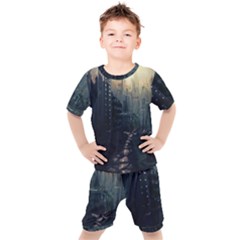 Apocalypse Post Apocalyptic Kids  Tee And Shorts Set by Sudhe