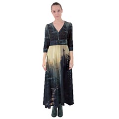Apocalypse Post Apocalyptic Button Up Maxi Dress by Sudhe