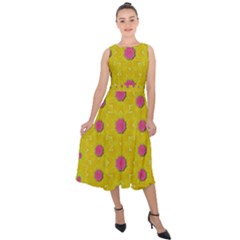 Bloom On In  The Sunshine Decorative Midi Tie-back Chiffon Dress by pepitasart