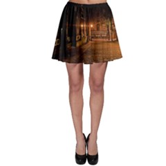 City Night Dark Architecture Lamps Skater Skirt by Sudhe