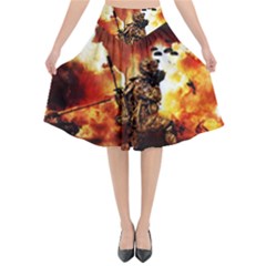 War Venue War Apocalypse Flared Midi Skirt by Sudhe