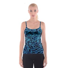 Neon Abstract Surface Texture Blue Spaghetti Strap Top by HermanTelo