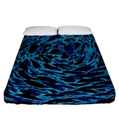 Neon Abstract Surface Texture Blue Fitted Sheet (queen Size)