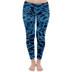 Neon Abstract Surface Texture Blue Classic Winter Leggings