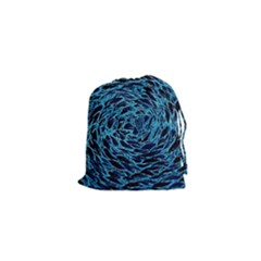 Neon Abstract Surface Texture Blue Drawstring Pouch (xs)