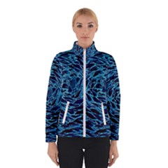 Neon Abstract Surface Texture Blue Winter Jacket