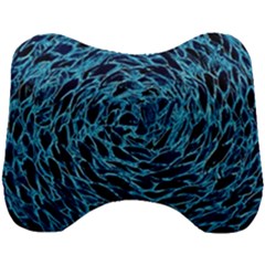 Neon Abstract Surface Texture Blue Head Support Cushion by HermanTelo
