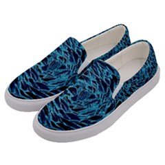 Neon Abstract Surface Texture Blue Men s Canvas Slip Ons