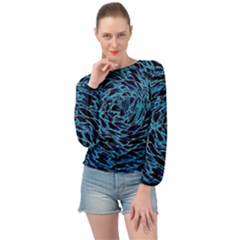 Neon Abstract Surface Texture Blue Banded Bottom Chiffon Top