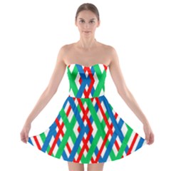 Geometric Line Rainbow Strapless Bra Top Dress