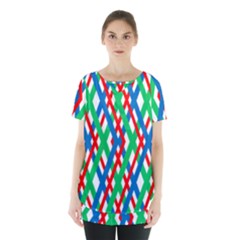 Geometric Line Rainbow Skirt Hem Sports Top