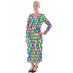 Geometric Line Rainbow Velvet Maxi Wrap Dress by HermanTelo