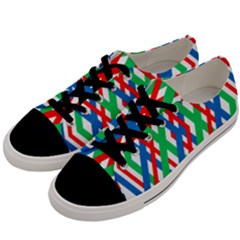 Geometric Line Rainbow Men s Low Top Canvas Sneakers by HermanTelo