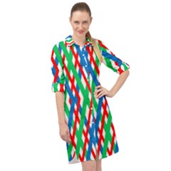 Geometric Line Rainbow Long Sleeve Mini Shirt Dress