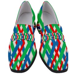 Geometric Line Rainbow Women s Chunky Heel Loafers