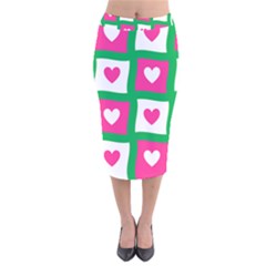 Pink Love Valentine Velvet Midi Pencil Skirt by Mariart