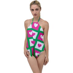 Pink Love Valentine Go With The Flow One Piece Swimsuit by Mariart